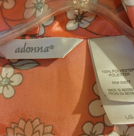 Adonna Pink Floral Silky Belted Robe Size L - Picture 4 of 4